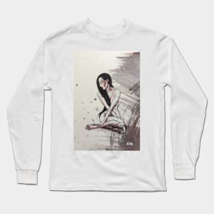 NUDE GIRL SITTING (YOGA GIRL) Long Sleeve T-Shirt